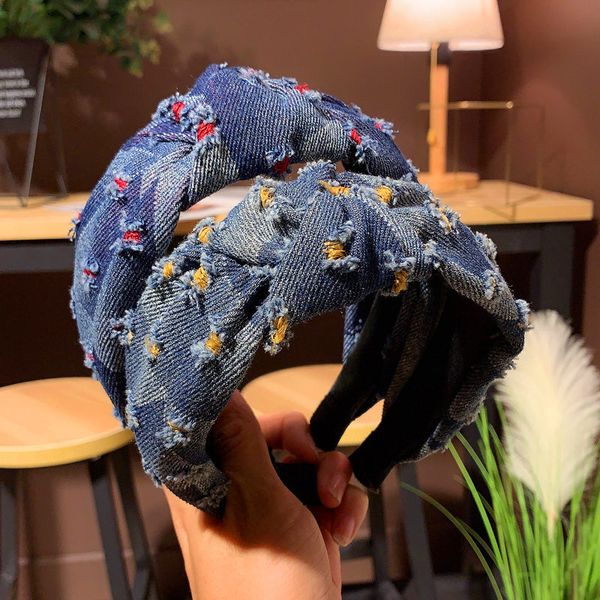 

hair accessories women's denim twist knotted headband elegant hairbands holder band turban fashion hoop tie hairband