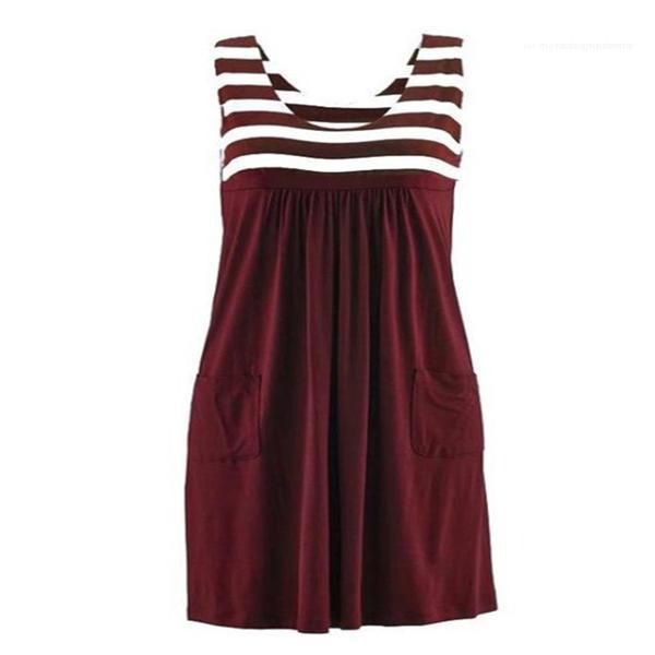 

deisgner fashion striped dress plus large size summer dress loose simple sleeveless dress womens clothing ladies, Black;gray