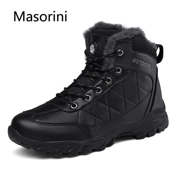 

нескользящие 2020 зимние мужские сапоги водонепроницаемая ботильоны теплые ботинки плюша мужчины снег открытый безопасности туризм размер 39, Black