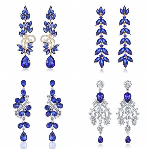 

minmin 12 types statement flower colorful crystal long drop earrings unique shiny rhinestone korean earring 2020 fashion jewelry, Silver