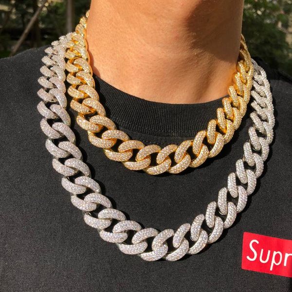 

19mm gold plating and white plating hip hop cuban link chain, Silver