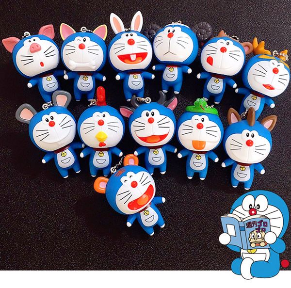 

cartoon cute vinyl twelve zodiac doll key chain female key chain couple bag pendant jewelry, Silver