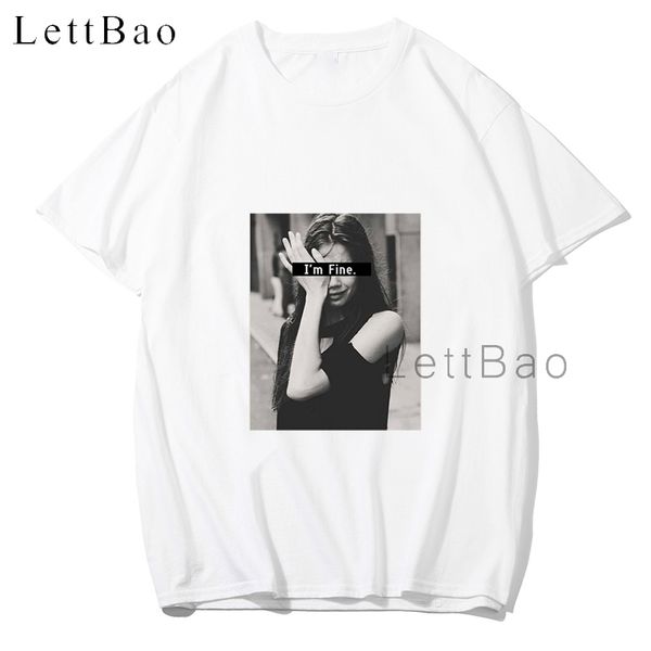 

i'm fine poor girl crying feel bad t-shirt men women plus size aesthetic t-shirt trendy chic grunge white t shirt oversized tees