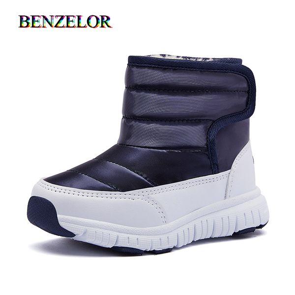 

2020 winter toddler waterproof boots boys fashion snow ankle boots for girls with fur plush warm children' shoes non-slip, Black;grey