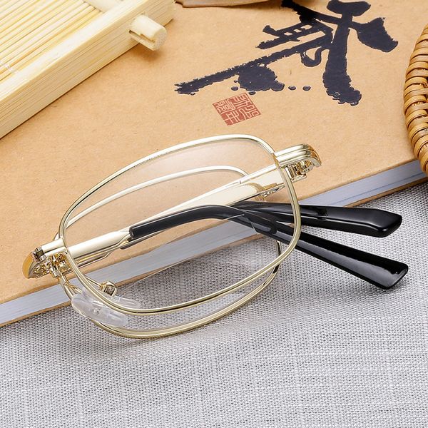 

fashion portable folding reading glasses small metal frame presbyopic magnifying glasses female male gold computer eyewear 647, White;black