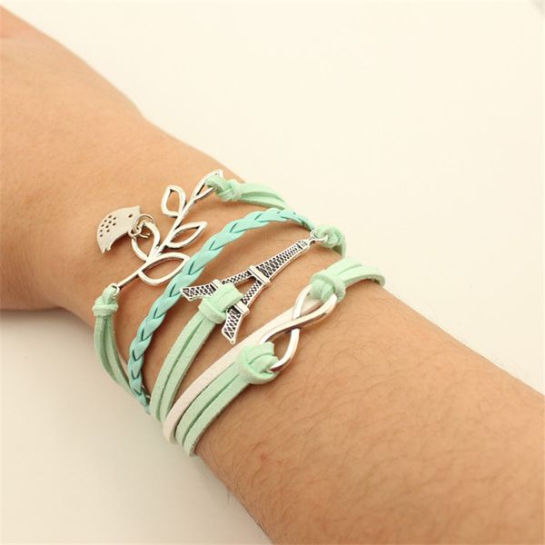 

charm bracelets eiffel tower paris bracelet multi-layer infinity love hearts, Golden;silver