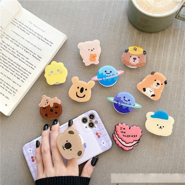 

cute cartoon mobile phone bracket folding retractable drop-resistant watch video brush drama fastened ring female cool new style ins