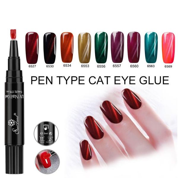 

nail gel 5ml cat eye polish pen art tool painting varnish pencil easy to use uv brush 9 colors, Red;pink