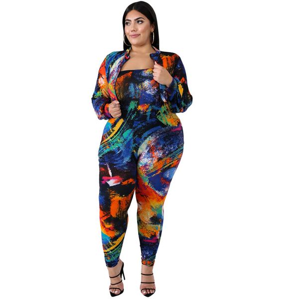 

tie dye womens designer 2pcs slash neck plus slim jumpsuits and coats women clothing 2 pieces, White