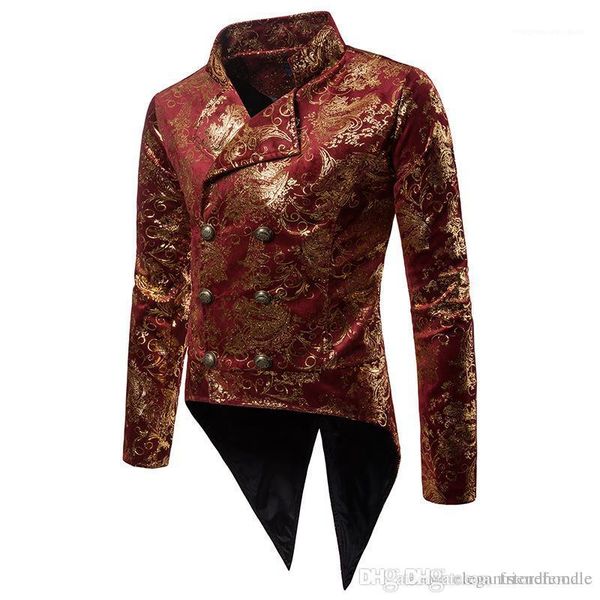 

formal mens suits jacket luxury vintage western style tails costumes gold flora printed mens blazer designer, White;black