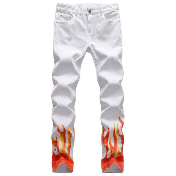 

moruancle mens hi street printed jeans pants fashion streetwear hip hop denim trousers for man straight fit plus size 29-42, Blue