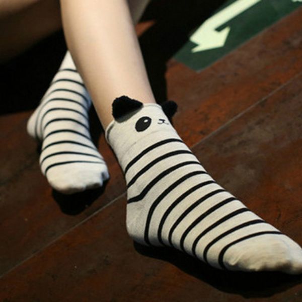 

autumn and winter cotton women's cute three-dimensional ear cartoon animal cotton mid-calf stockings stockingssocks stockings socks 2tj, Black