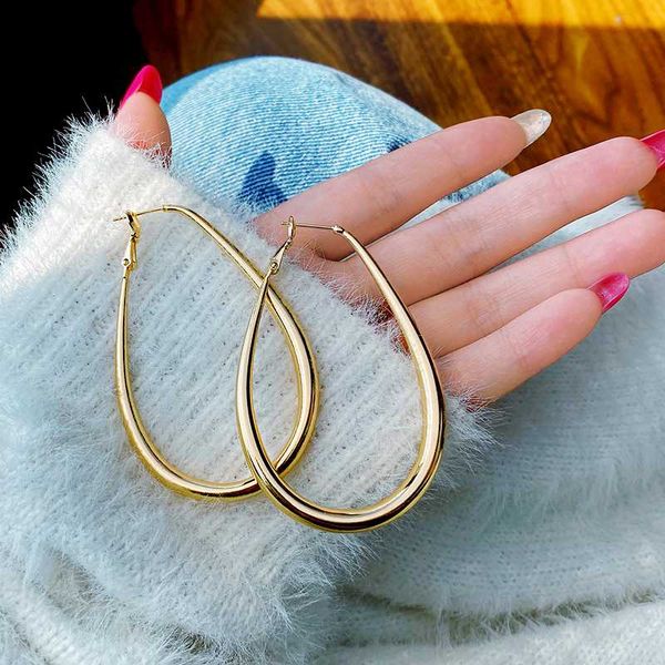 

long geometric metal earrings south korea design temperament exaggerated personality ear stud female, Golden;silver