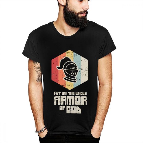 

pure cotton retro armor of god christian bible verse custom for men t-shirt anime direct print classic o-neck tee big size