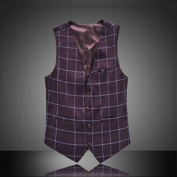 

men's vests plaid mens sleeveless suit male slim fit vest waistcoat business wedding classic colete masculino social blazer, Black;white