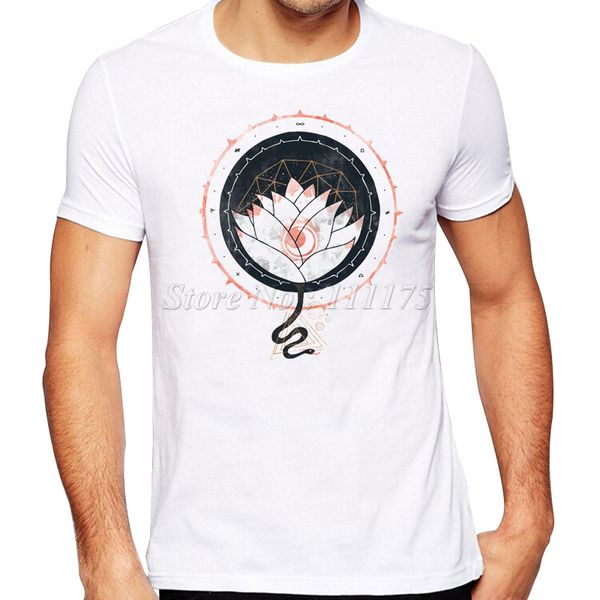 

summer fashion lotus and snake printed t shirt men's cool design custom hipster tees
