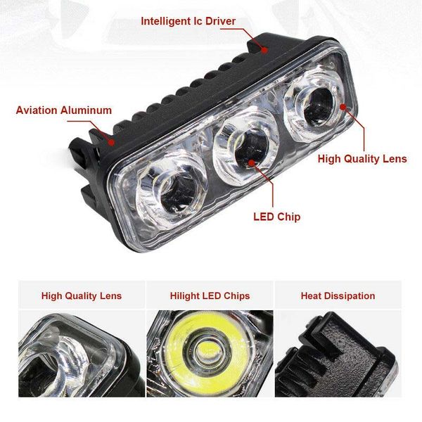 

2pcs light super white high power car daytime running work fog lamp universal