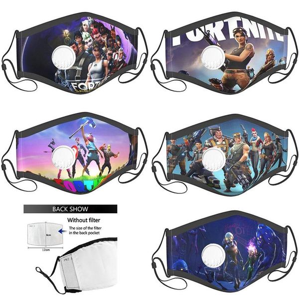 

us stock face mask fortnite masque online game role kid face masks mascherina designer cotton mask reusable facemask with filters