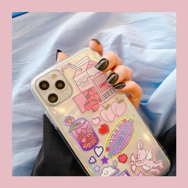 

laser girls rabbit applicable 8p apple fruit 11pro max phone case iphonex female xs soft xr drop-resistant 7pse