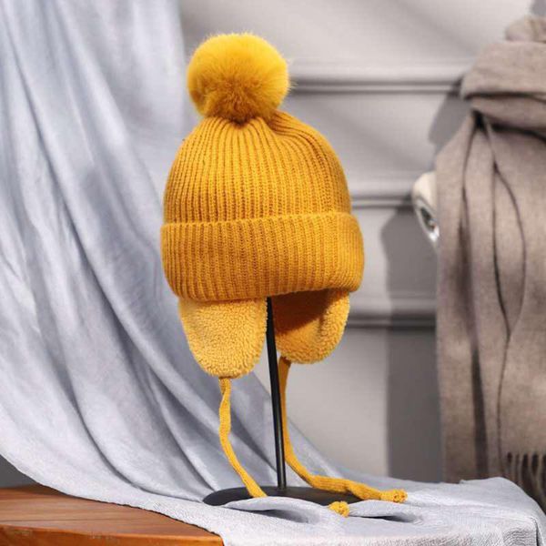 

knitted hat women's autumn and winter plus velvet thick earmuffs woolen cap japanese cute pullover cap, Blue;gray