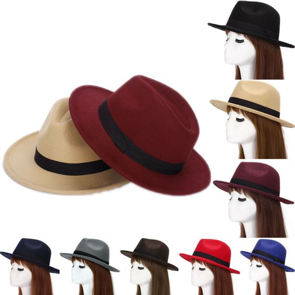 

wide brim hats panama hat sun jazz cap mens womens trilby fedora autumn, Blue;gray