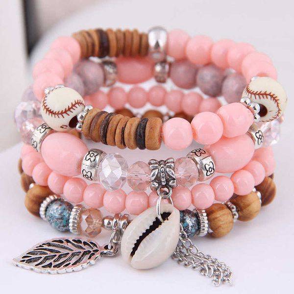 

fashion crystal bangle boho bracelet multilayer 4pcs stone beaded women jewelry gift, Black