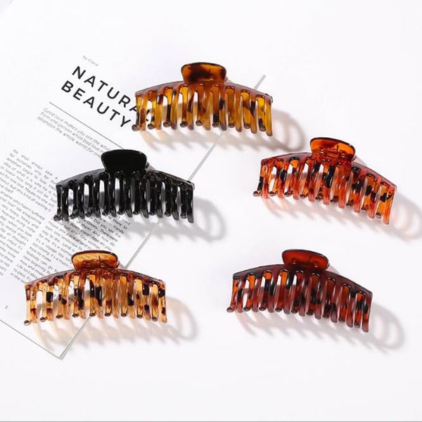 

fashion girls leopard hair crab clip big grab hair claw clamp bath makeup hairpins women hair accessories headwear new, Golden;silver