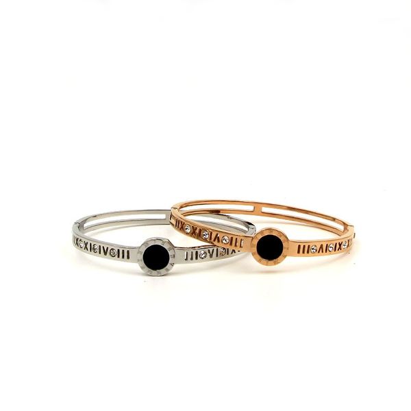 

316l stainless steel design jewelry for women punk love steel black ceramic hollow out bangle & bracelet for women