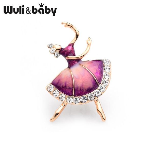

wulibaby синих розовой девушки балеты броши женщина мамины rhinestone эмаль брошь булавка подарки, Gray