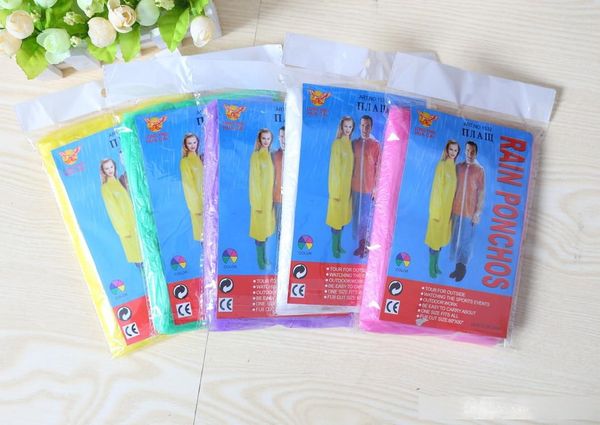 

sell portable disposable edc pe raincoats poncho rainwear travel rain coat rain wear gifts mixed colors with bag