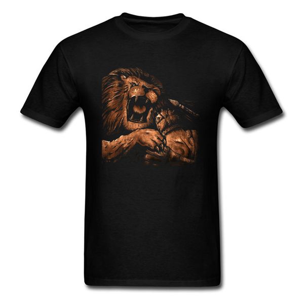 

gladiator vs lion 3d print t shirt for men cool fashion tshirt white black navy organic cotton clothing undershirt