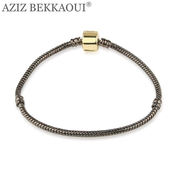 

aziz bekkaoui new black color snake chain with gold color clasp diy style screw bracelets fit european beads charms christmas
