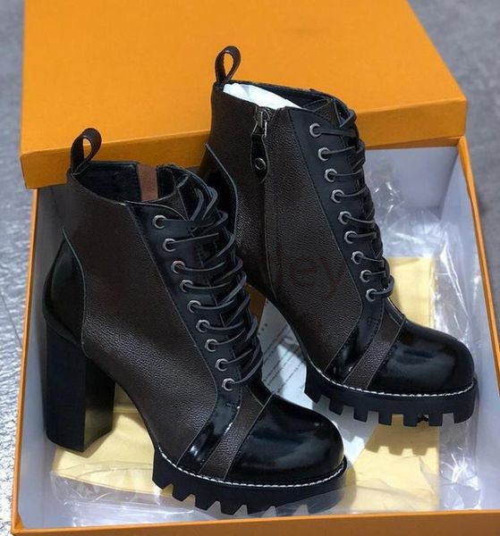 

2020 autumn winter martin boots ankle boots women lace up high heel desert, Black