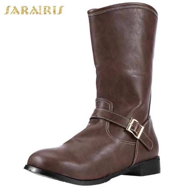 

sarairis new large sizes 48 leisure autumn winter brand shoes woman vintage western boots, Black