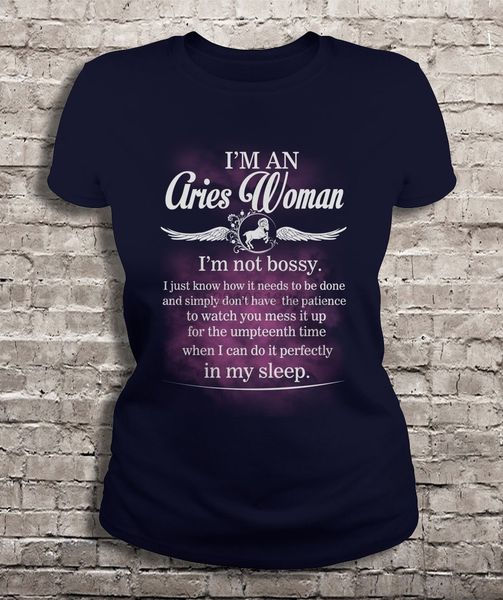 

men t shirt i'm an aries woman i'm not bossy women t-shirt