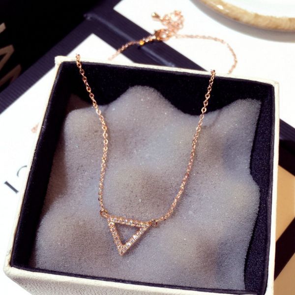 

ricki fashion geometric pendant gold color statement necklace for women zircon chains punk triangle jewelry gif zy182, Silver