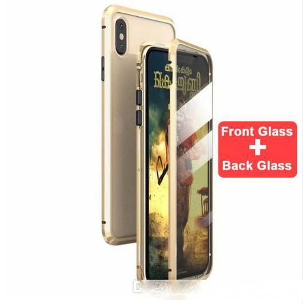 

360 double sided glass magnetic adsorption phone case for iphone xr xs max x 8 7 6 6s plus metal magnet tempered glass capinhas