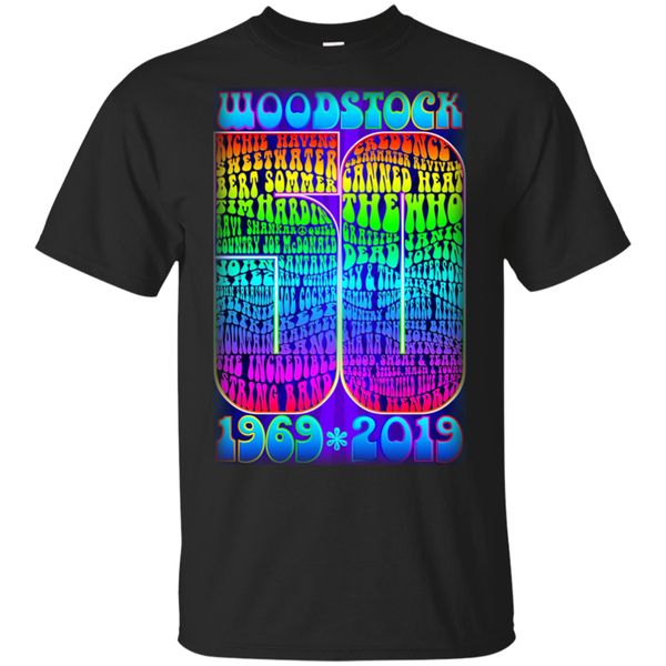 

woodstock t-shirt woodstock 50th anniversary poster t-shirt black for men-women outfit tee shirt