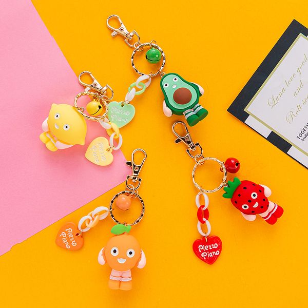 

avocado cartoon keychain female cute fruit car key pendant creative personality schoolbag pendant key chain, Silver