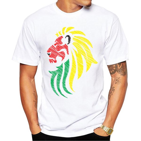 

teehub funny lion men t-shirt lion reggae music flag colors printed tshirts short sleeve o-neck cool tee hipster