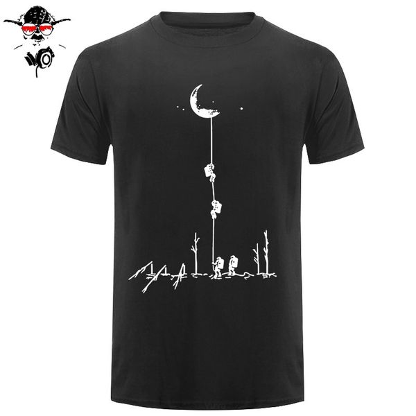 

европа стиль футболки мужчины летняя мода climb на луну printed tshirt casual с коротким рукавом o-образным вырезом футболка