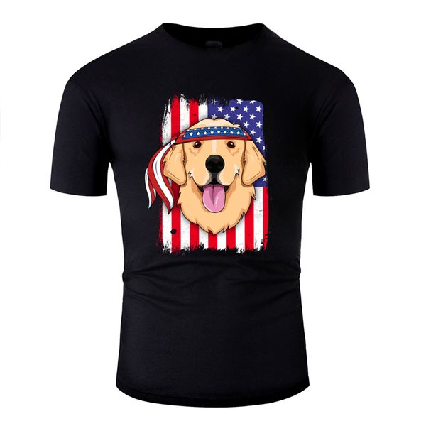 

novelty comfortable american flag golden retriever 4th of july tshirt t shirt 2020 printed short sleeve tee shirt summer
