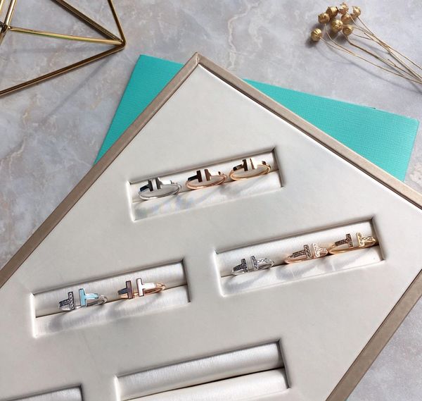 

кольца double t открытое кольцо ювелирных изделий стерлингового серебра s925 для женщин s высокого ювелирные изделия christmas party gift66, Silver