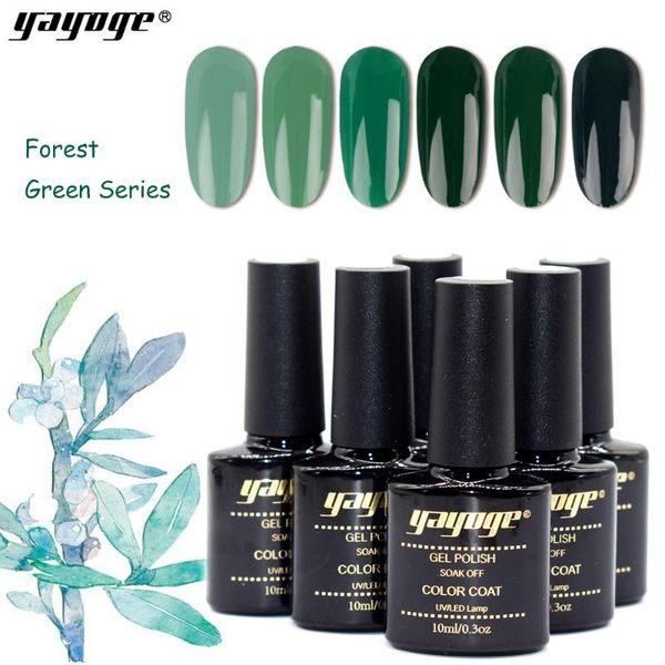 

yayoge uv nail gel polish 10ml 0.3oz forest green series gel varnish soak off manicure for nail art diy long lasting, Red;pink