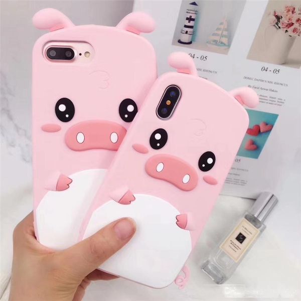 

sell cute cartoon 3d lovely pig piglet phone case for iphone 6 6s 7 8 plus x xr xs max soft silicone rubber cover fundas coque