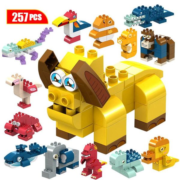 

фигуры частиц большого размера животных игрушки для блоков дети детский слон креатив строительство динозавры duploed аксессуары diy большой