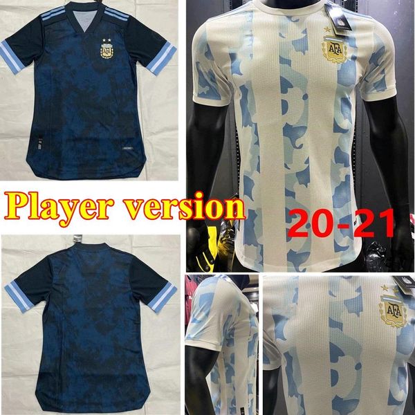 

2020 argentina player version messi di maria higuain icardi soccer jerseys dybala 2021 football shirts aguero lautaro uniforms men, Black;yellow