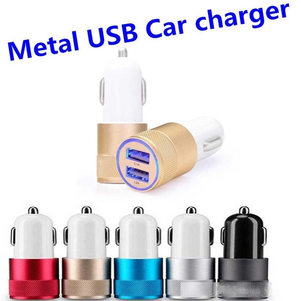 

metal dual usb port car charger universal 12 volt / 1 ~ 2 amp for samsung galaxy /lg/htc/ motorola dhl free