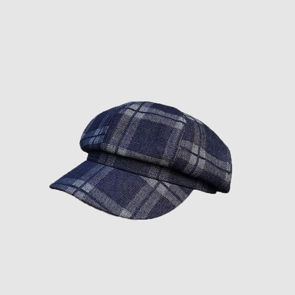 

hat female spring and summer all-match octagonal hat japanese newsboy thin outdoor sunscreen beret, Blue;gray