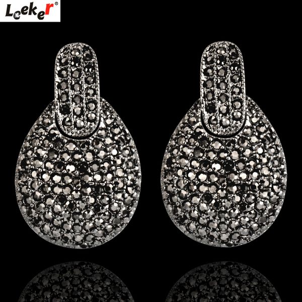 

dangle & chandelier leeker gothic style women round circle earrings black cubic zircon female vintage party jewelry 120 lk8, Silver